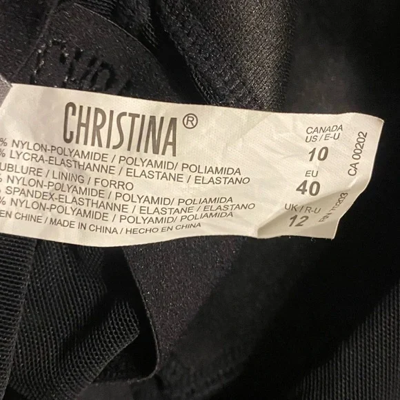 Christina Black and Blue  one piece bathing suit with built in wrap sz 10 - Picture 4 of 7